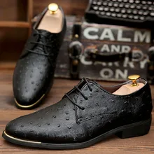 Luxury Brand Shoes Italian Style Men Dress Wedding Shoes Men’s Business Oxfords Formal Flats Shoes Leather Derby Red Blue Black