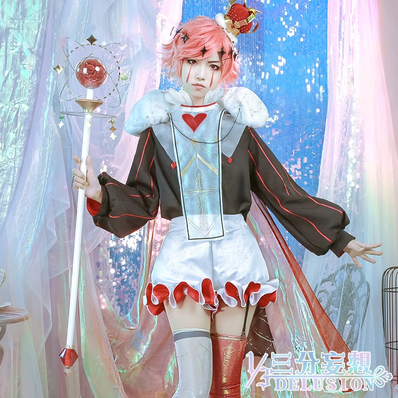 

Anime Alice in Wonderland Laser Boy Cosplay Costume Red Heart Queen Uniform Girl Lovely Halloween Dress H