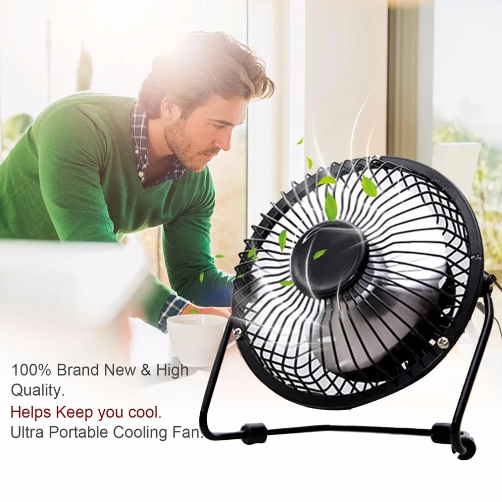 

Mini Portable USB Fan Desk Cooling Fan Quiet Summer Tablet Fan Home Office Use For Computer Laptop PC Plug & Play Metal Cooler