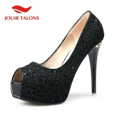 JOUIR TALONS 2019 elegant peep toe Shoes Woman Sexy thin High Heels lace Party Wedding bridesmaid Platform Pumps women shoes