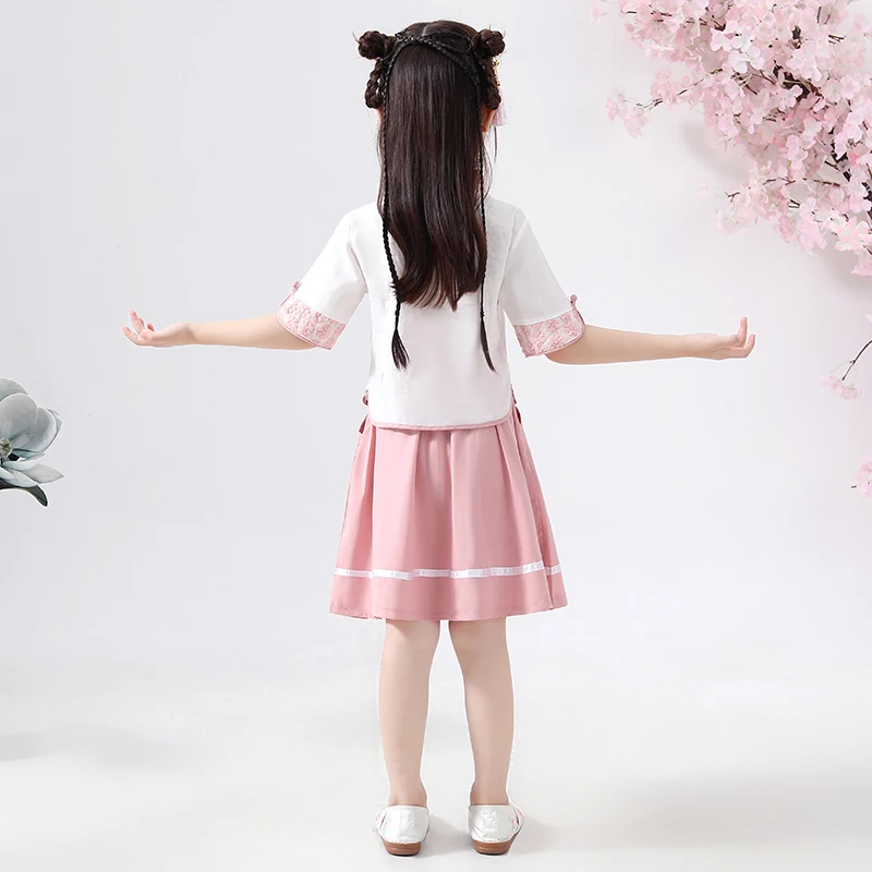 Костюм Hanfu в китайском стиле; летняя одежда для девочек; китайские платья в древнем и традиционном стиле; цвет розовый, зеленый; платья Hanfu; DQL1232