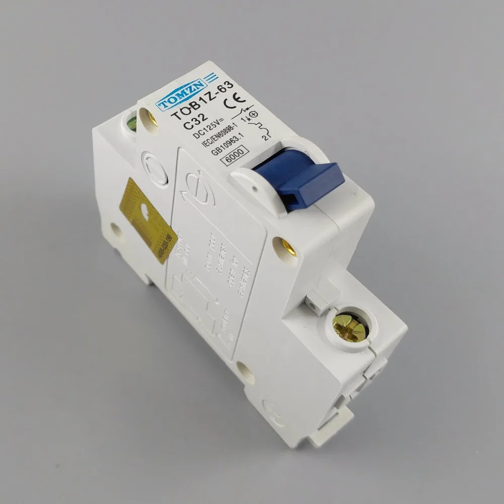 Disjuntor mcb c curva, 1 p 32a dc 125 v