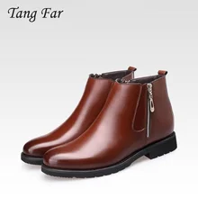 Дизайнерские зимние мужские ботинки на молнии; уличная теплая Толстая Водонепроницаемая Мужская обувь коричневого цвета с подкладкой; зимние ботинки; мужские официальные ботильоны