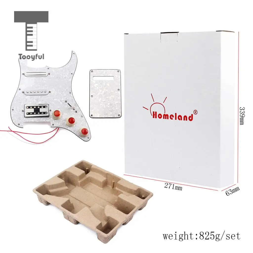 Tooyful 3ply Loaded Prewired Pickguard SSH Pickup with Back Plate for ST Electric Guitar Parts