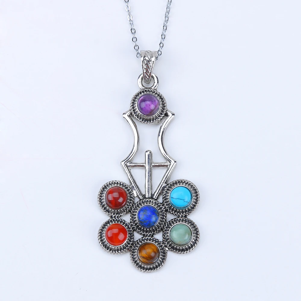 7 Чакры камни лечебные кристаллические амулет подвеска|crystal chakra|energy pendantchakra pendant |