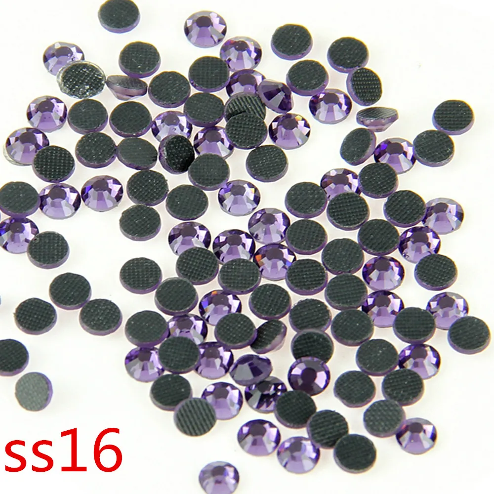 

Wholesale !200 Gross Violet Crystal Stones SS16 Hot-Fix Iron DMC Flatback Stones For DIY Garment Rhinestone Shoes