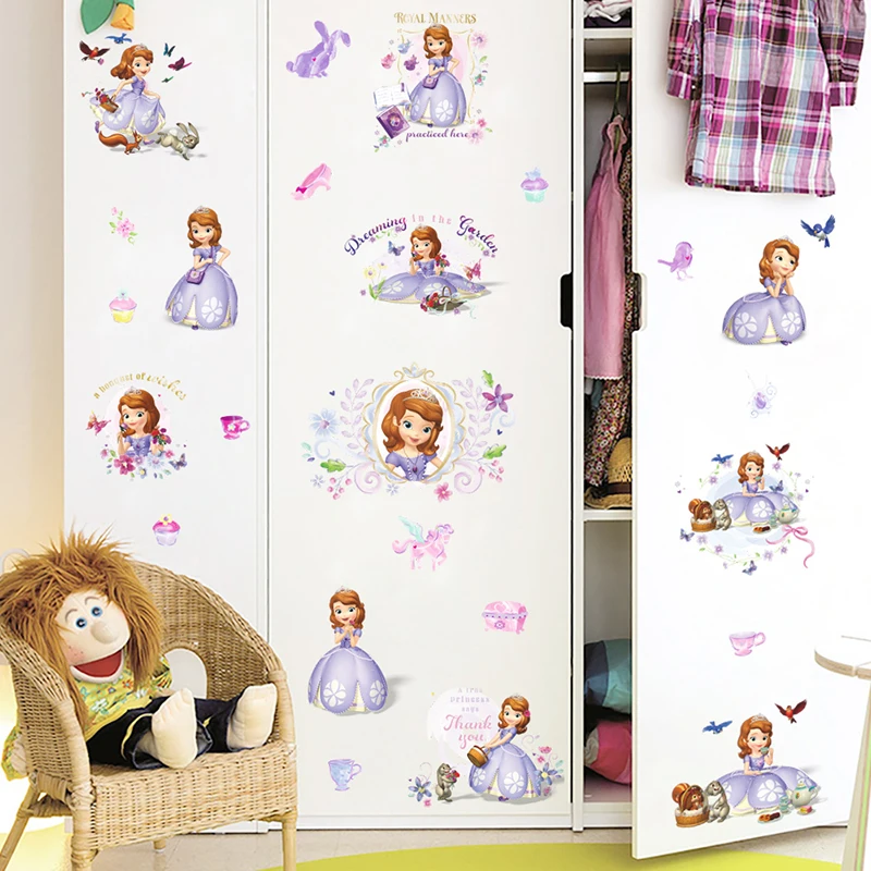 Cartoon Princess PVC Wall Stickers For Kids Room Home Decor Living Room Bedroom Wallpaper Mural Art Self Glue Poster Girls Gifts