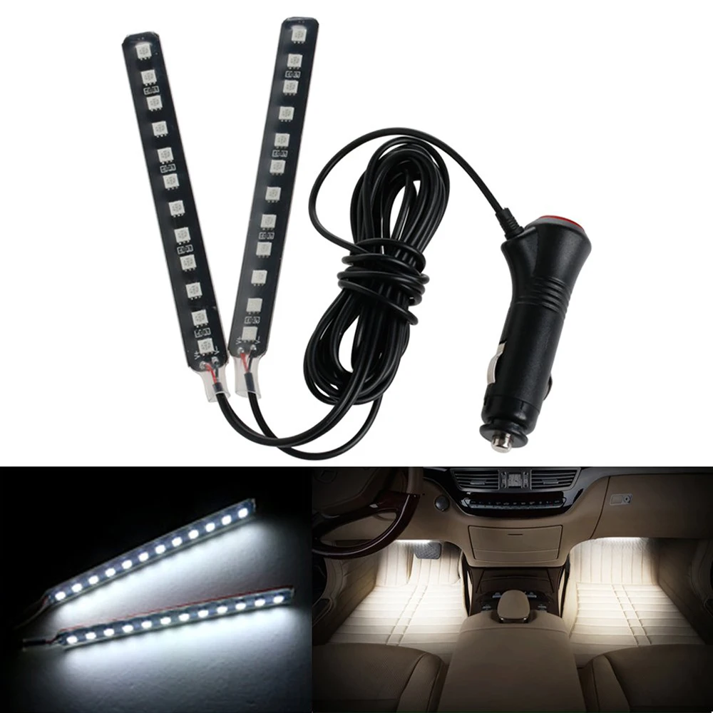 Car Atmosphere Lamp styling Light Dash Floor Foot LED Strip Lights 2x12 LED Lighter LED Decoration  - 32986913449