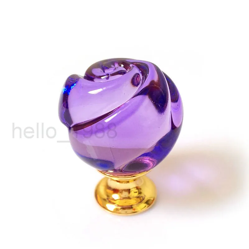 5pcs Purple Rose Crystal Knob Handle Cupboard Closet Drawer