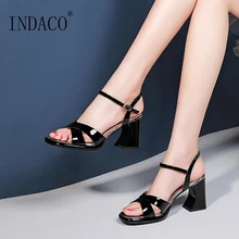 Women Shoes Summer Thick Heel Sandals Black White High Heel Shoes Ladies Sandals Block Heels цена Women Shoes Summer Thick Heel Sandals Black White High Heel Shoes Ladies Sandals Block Heels цены онлайн