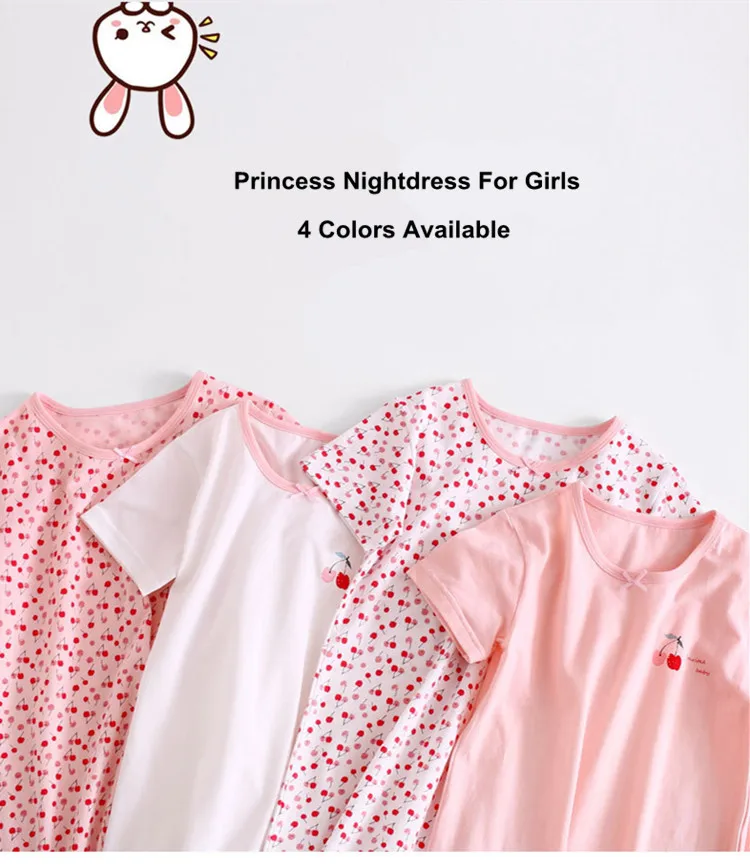 4 Colors princess nightdress pajamas for girls cotton nightgown girls sleepwear dress 01