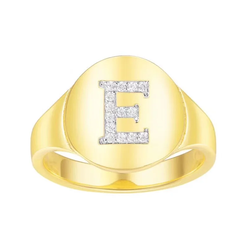 

New design Fashion Letter Alfabet Initial ring Gold Color 925 sterling silver Women Monaco Jewelry A B C D E F I J G H ring