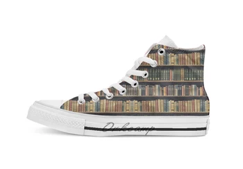 

Endless Library (pattern) Novelty Design breathable casual High Top lace-up Canvas shoes sneakers