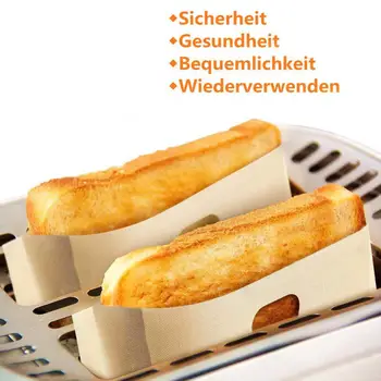 

6Pcs Food Grade Teflon Glass Fiber Reusable Toast Bags Non-Stick Heat Resistant Bread Pouch