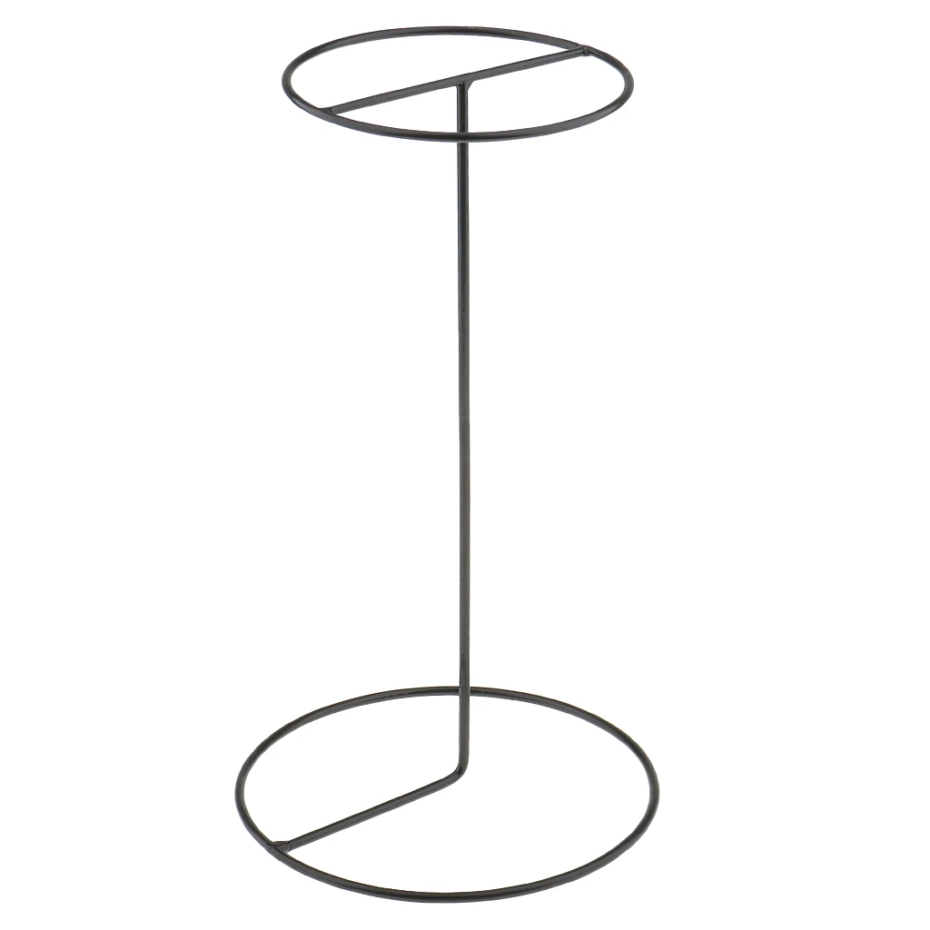  2pcs Stable Free Standing Metal Hat Display Holder Baseball Sport Cap Storage Organizer Stand Wig Dry Rack Shelf Black
