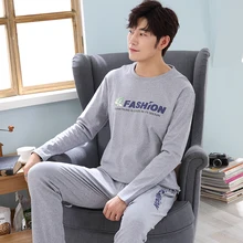 Для мужчин пижамы с длинным рукавом Весна-осень-зима Мужская пижама комплект Для мужчин пижама из чистого хлопка для Для мужчин набор пижамы мальчик