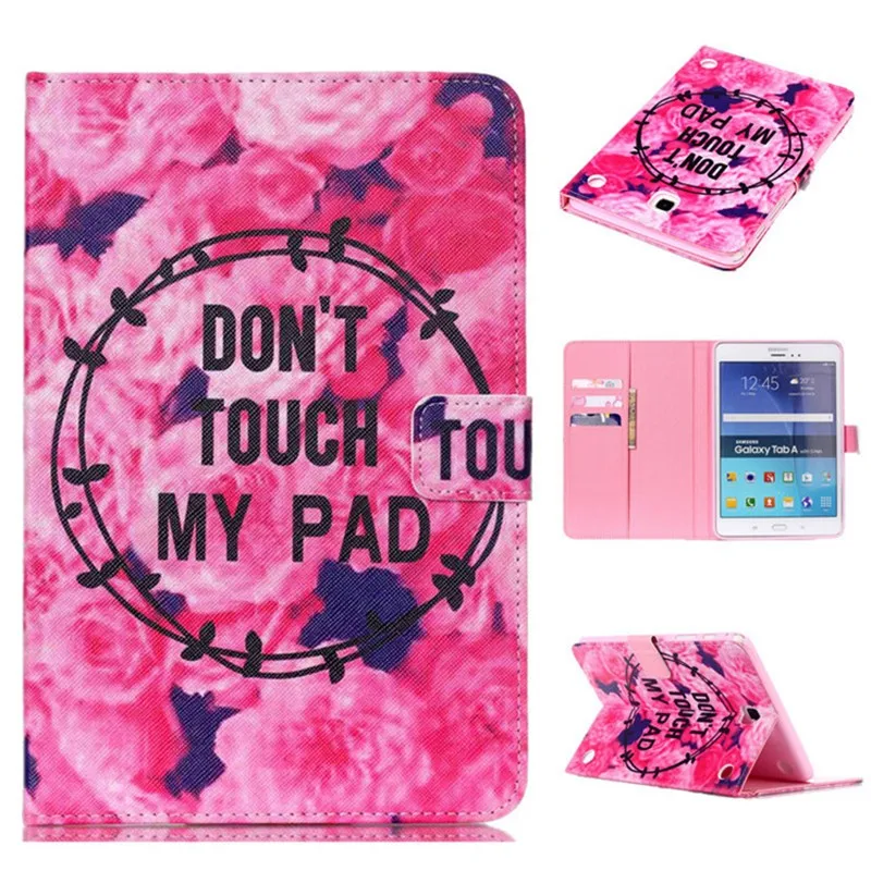 For Samsung Galaxy Tab A 8.0 T350 T355 Case PU Leather Cat Shining Rose Tree Pink Magnetic Smart Tablet Wallet Slots Covesr new  (30)
