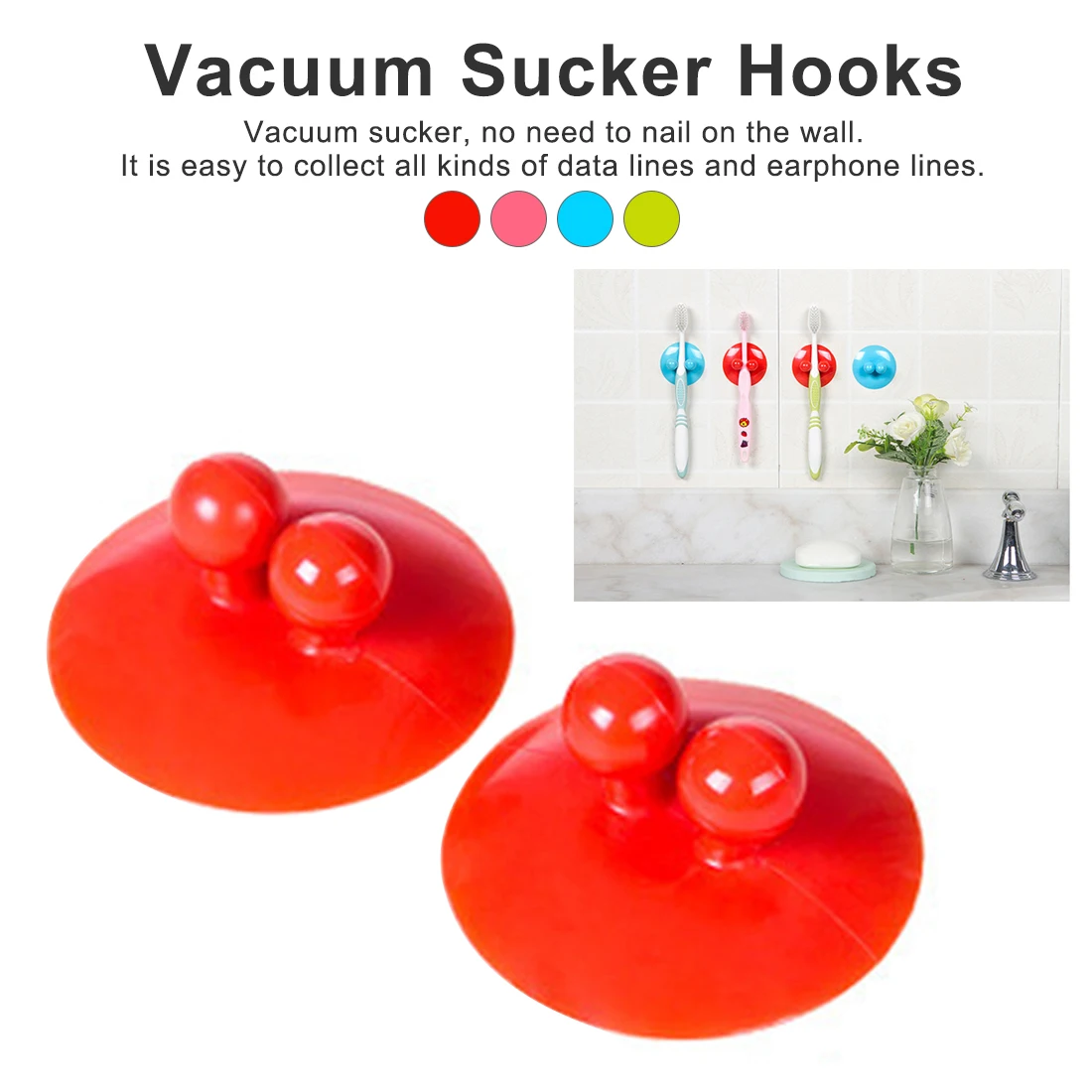 

2Pcs UFO Shape Vacuum Sucker Plastic Hanging Hook multifunction Suction Cups Kitchen Supplies Hooks