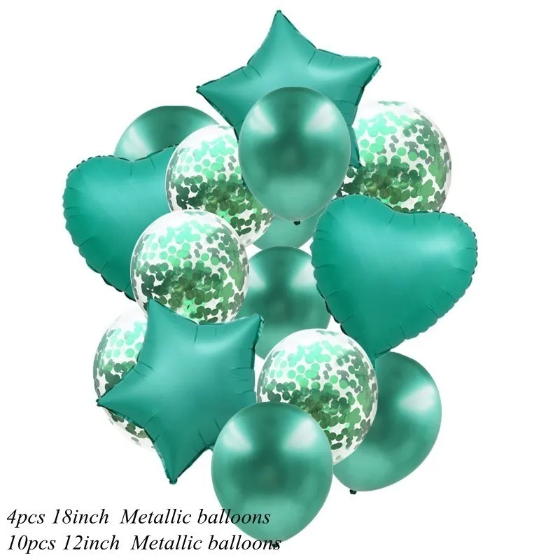 14 шт. 12/18 дюймов металлический цветной конфетти воздушные шары с днем рождения Воздушные гелиевые шары декорация, свадьбы, праздника, вечерние поставки - Цвет: green confetti