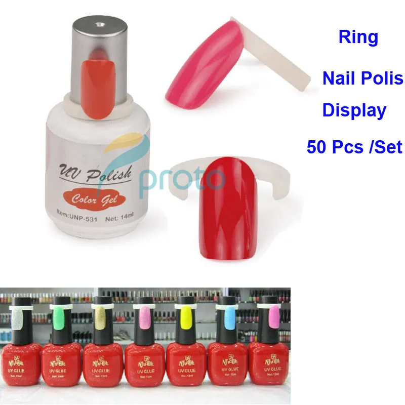 50pcs/set Polish UV Gel Color Pops White Display Ring For Nail Art