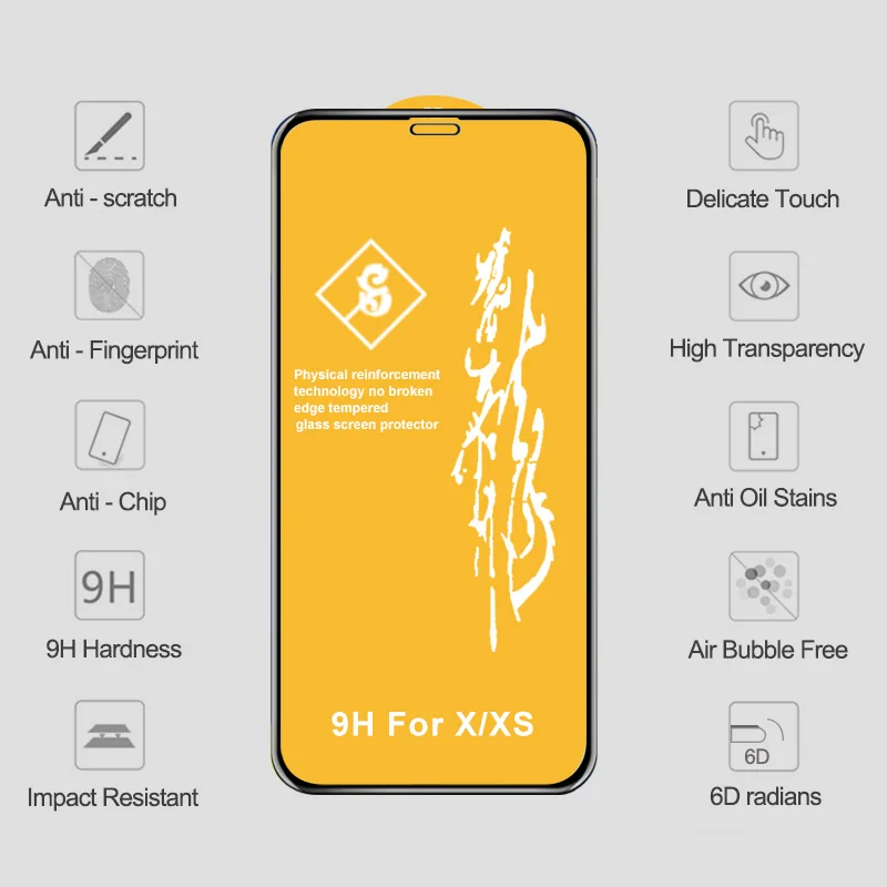 6D стекло для iPhone 7 6 Plus Защита экрана для iPhone X XR 6 s Защитное стекло для телефона для iPhone 6 7 стекло XS MAX
