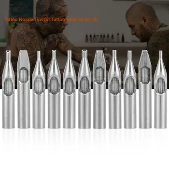 

Silver color 11Pcs/set 304 Stainless Steel Assorted Tattoo Nozzle Tips set for Tattoo Needles Set Kit Tatoo Grip Tattoo Supplies