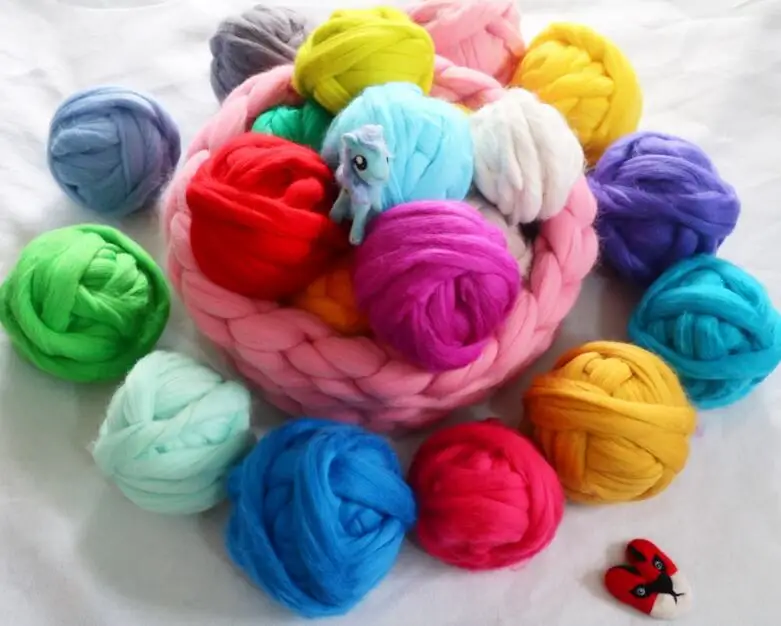 30Colors Wool Fibre Roving For DIY Needle Felting Hand Spinning Doll Needlework Landscapes Fibre Arts