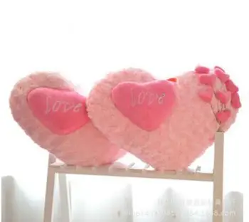 

pink color heart cushion plush throw pillow stuffed back cushion with little hearts plush toy wedding birthday celebration