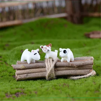 

1set/3pcs Decorative Stakes dog Figurine Miniature Decoration mini fairy garden animal statue resin craft Home Car Decoration