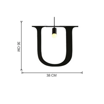 Винтажный простой буквенный подвесной светильник с новыми буквами для дома светильник ing Ретро лампа креативный светильник ing украшение спальни Лофт светильник - Цвет корпуса: U