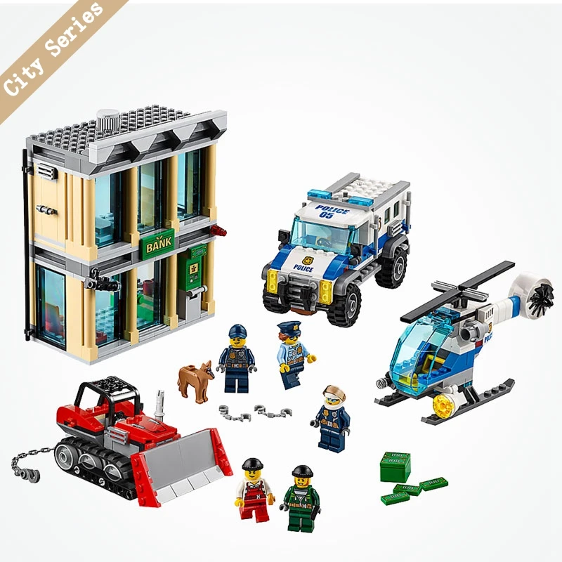 

Legoing City Police Action Crooks Bulldozer Break-in Bank Robbery Blocks Set 606pcs Compatible Legoings Toys For Children Gifts