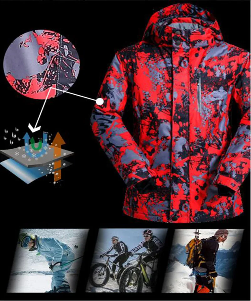 Брендовые зимние лыжные куртки для мужчин, высокое качество, ветрозащитные водонепроницаемые утолщенные куртки для кемпинга, походов, альпинизма, снега, сноуборда