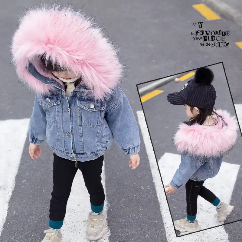 jean jacket with fur for toddlers