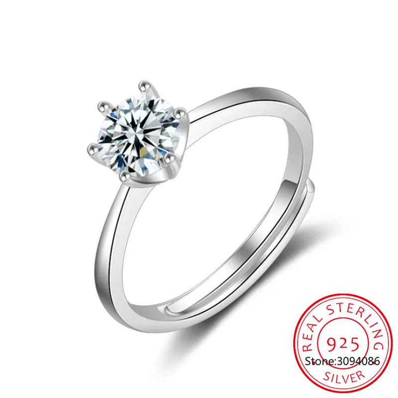 

2019 925 Sterling Silver Ring 3Ct Clear Six claw Cubic Zirconia Fashion Wedding Engagement Classic Jewelry For Women