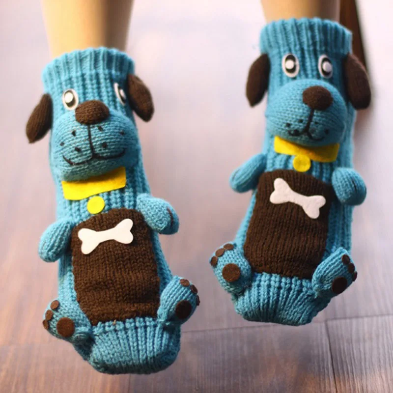 1 пара рождественских носков Нескользящие домашние носки-тапочки с объемным рисунком животных зимние теплые тапочки TS95