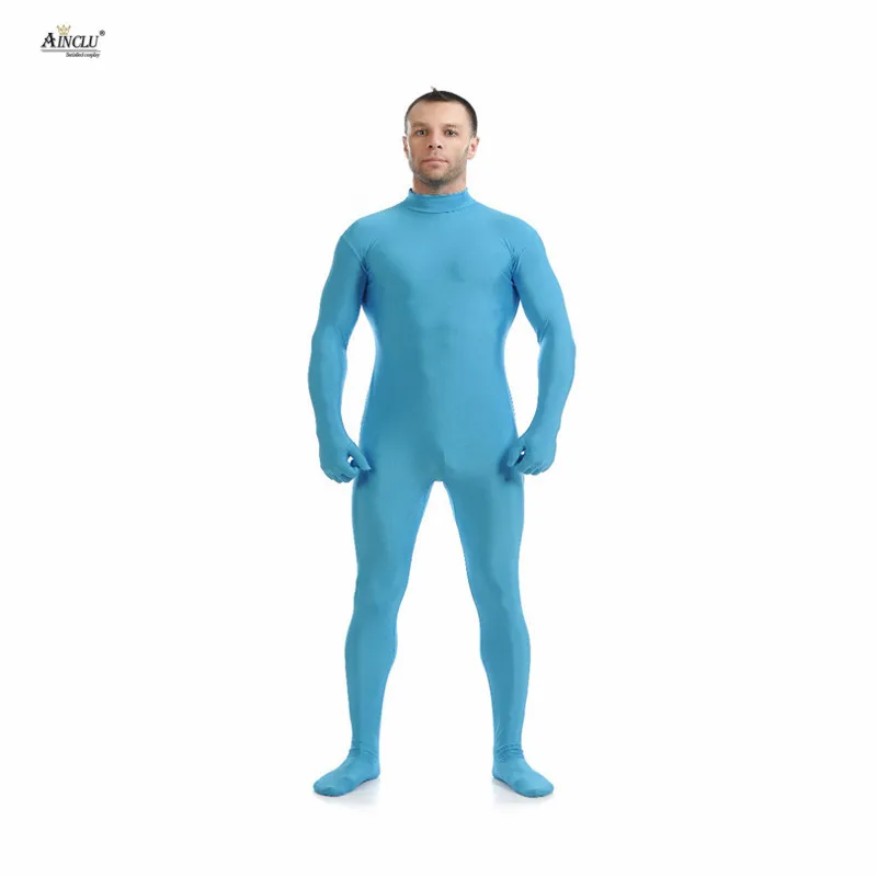 Ainclu мужской спандекс нейлон Zentai светильник-голубой тело вторая кожа