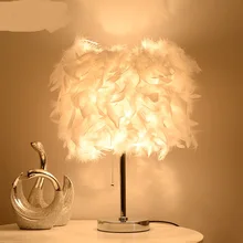 Европейский стиль перо посадка лампа Свадебные украшения Белый прикроватная тумбочка для спальни творческая гостиная небольшой освещение