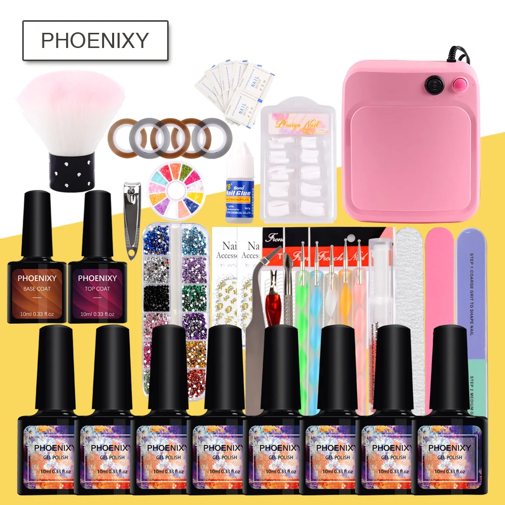 

Manicure Set Nail Set 36w UV Lamp For Nail Art Set Kit 8Pcs Gel Nail Polish Gel Varnish Set Decorations Brush Tools For Manicure