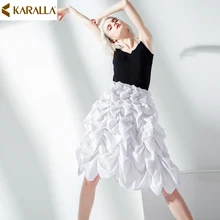 Французский романтический качество плиссированные дизайн летние женские новые морщинки трехмерные сплошной цвет юбка C1392