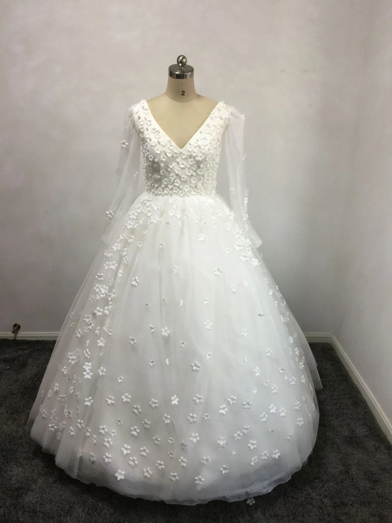 Новое поступление свадебные платья с длинным рукавом 2020 casamento v образный вырез