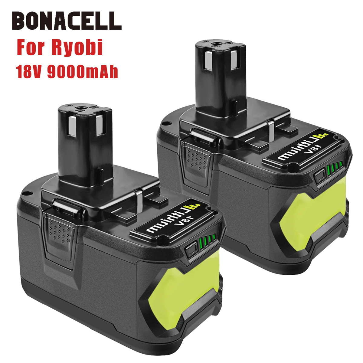 Bonacell 18V 9000 мА/ч литий ионный аккумулятор P108 Перезаряжаемые Батарея для Ryobi RB18L40 P2000