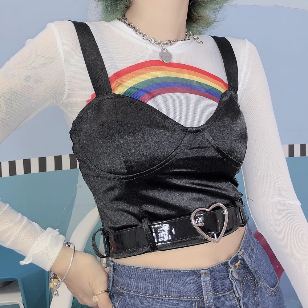 Сексуальный бюстгальтер Camis женский черный короткий топ летний ремень Свободная безрукавка Feminino Женская рубашка жилет Camisole