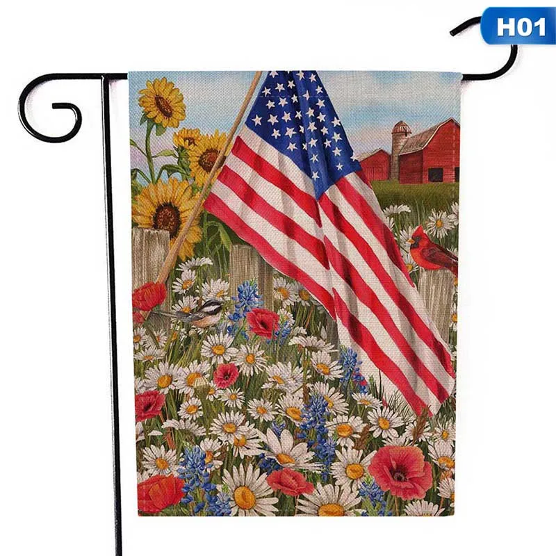 

1 Pc Flax Independence Day Courtyard Garden Flag National Day Polyester Garden Banner Decoration