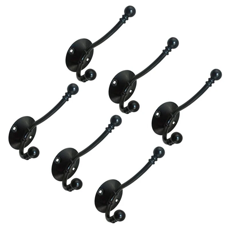 SHGO-FBCHHB5-FB-C Ball End Coat and Hat Hook (5-Pack), плоский черный, 5-Pack