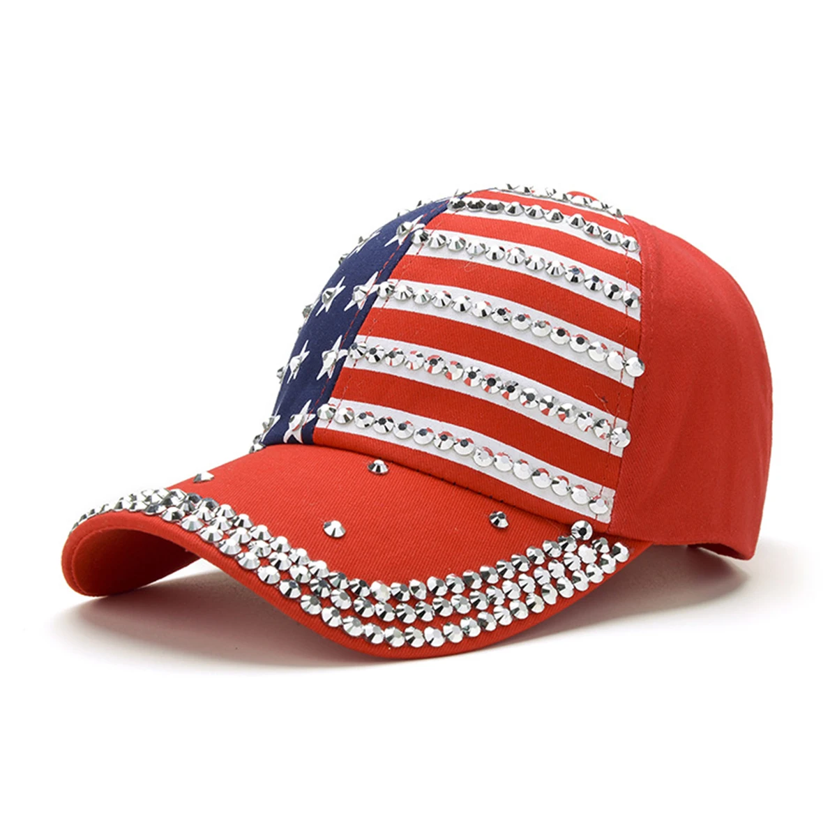 

2019 New Embroidery USA Flag Baseball Caps Men Women Rhinestone Star Denim Cotton Dad Hat Adjustable Bone Snapback Cap