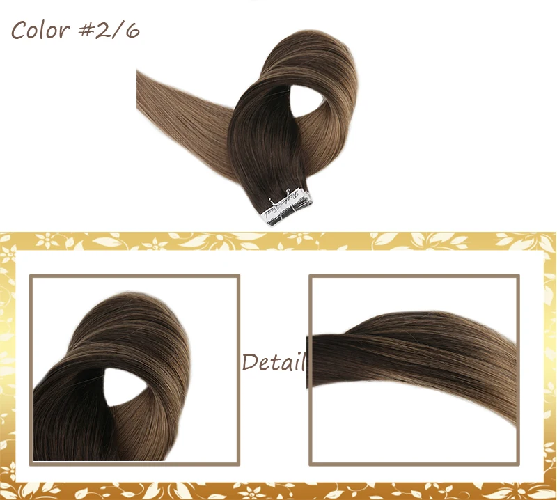 Полный глянцевая лента в наращивание волос балаяж цвет бесшовные 100% Remy человеческих клейкие ленты волос 50 г посылка 20 штук