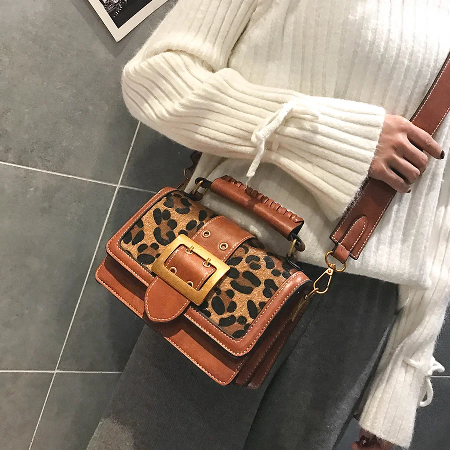 مثير ليوبارد Crossbody حقائب للنساء 2018 الأزياء حزام نموذج الأعلى مقبض حقائب الإناث حقائب كتف جديد وصول اليد حقيبة