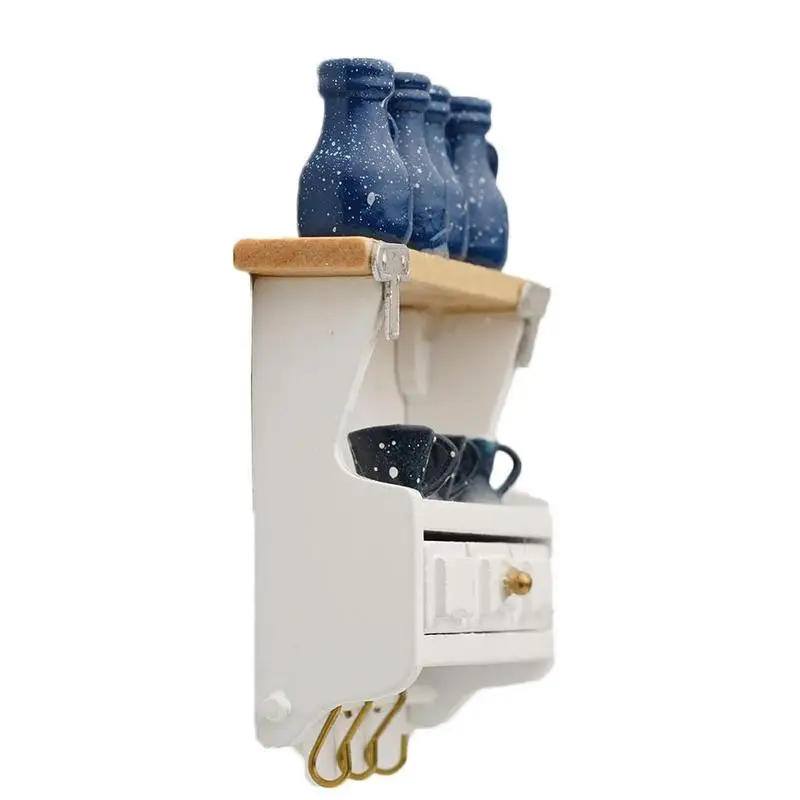 Dollhouse Accessories Mini Wall Mounted Rack Drawer Miniatures 1:12 Toy Diy Doll House Miniature Furniture Kit