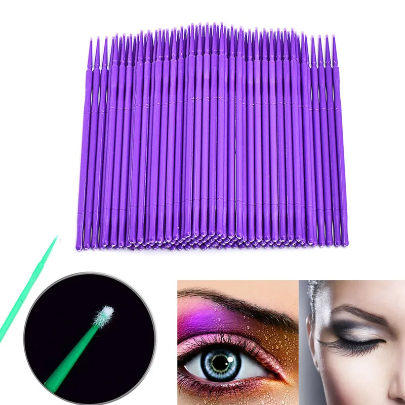 

100Pcs/Pack Disposable Makeup Brushes Individual Lash Removing Tools Swab Micro brushes Eyelash Extension MakeupTools