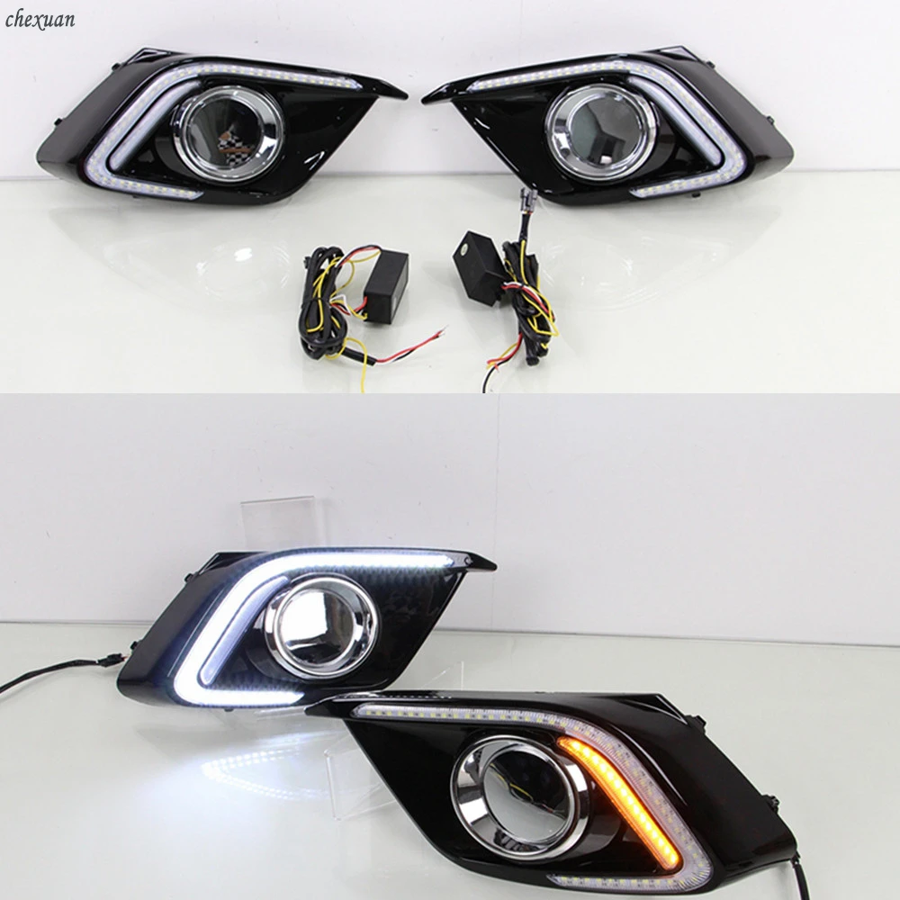 

CSCSNL 1 set Waterproof ABS 12V Fog Lamp DRL Daytime Running Light For Mazda 3 Axela 2013 2014 2015 2016 with turnning signal